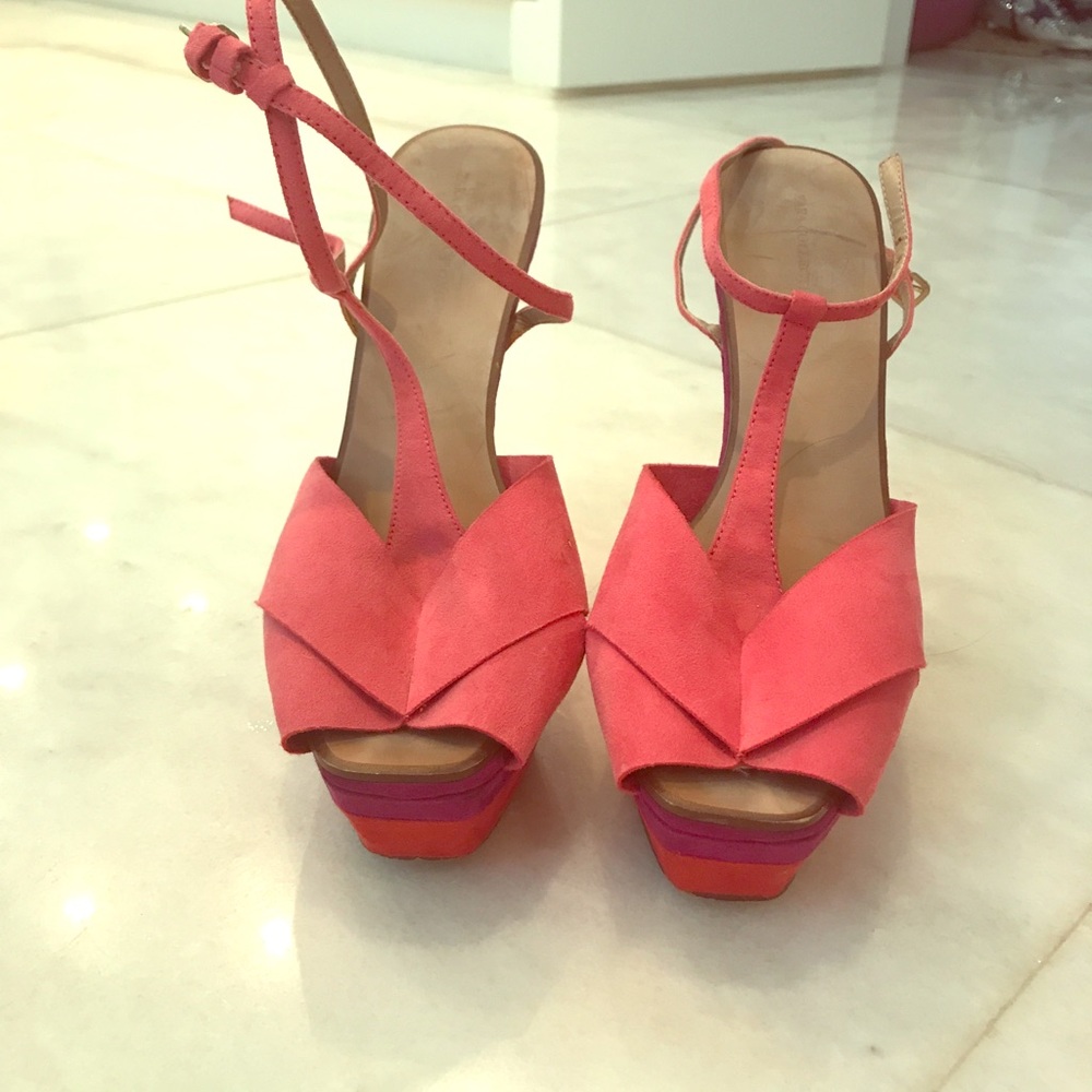 Zara tri colored pink purple red heels